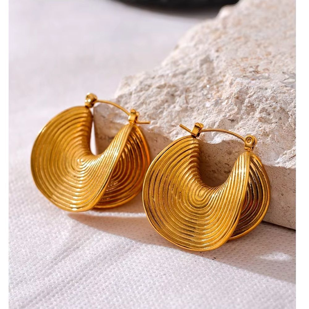 Folded Gold Plated Stainless Steel Hoop Earrings
